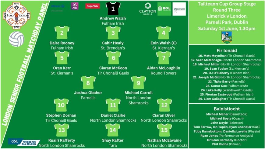 Tailteann Cup Round 3: London team to play Limerick